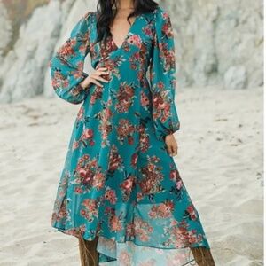 Mia Joy Joyfolie Crystal Dress Floral Maxi Dress in Aegean ikat Size S NWT